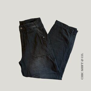 Free People Carpenter Jeans - Distressed Black Straight Leg, Size 2